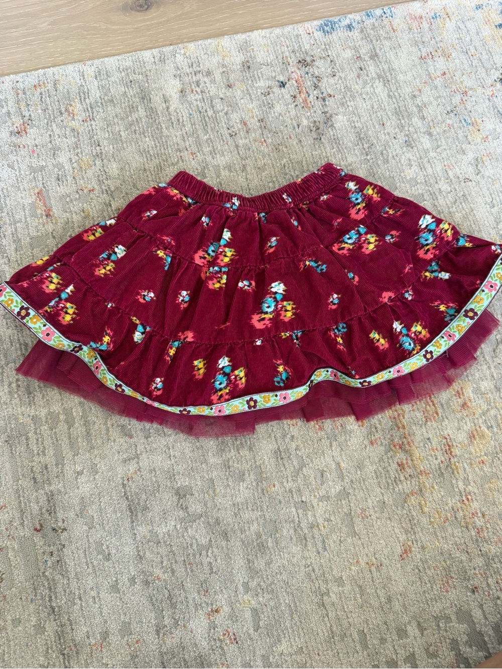 Baby Gap Floral Corduroy Tiered Skirt Built In Bloomers 12-18M